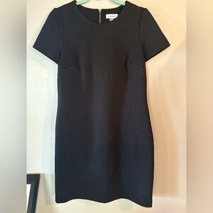Calvin Klein Black Textured Rose Sheath Dress